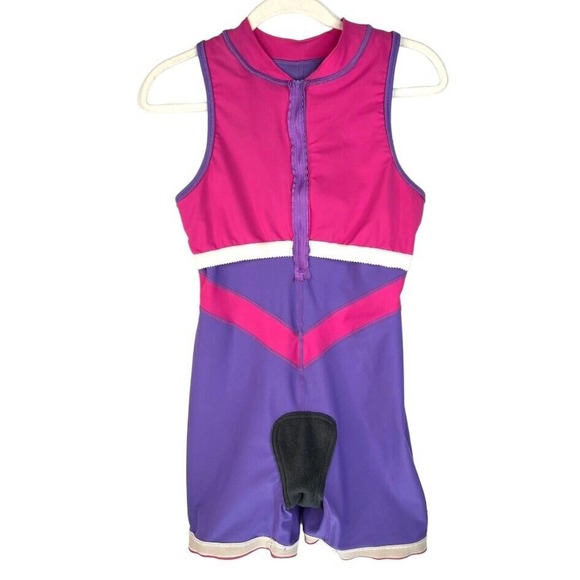 Jam! Triathlon TRISUIT Womens Size Large Purple Pink 1/2 Zip Rowing Sleeveless - Picture 7 of 9